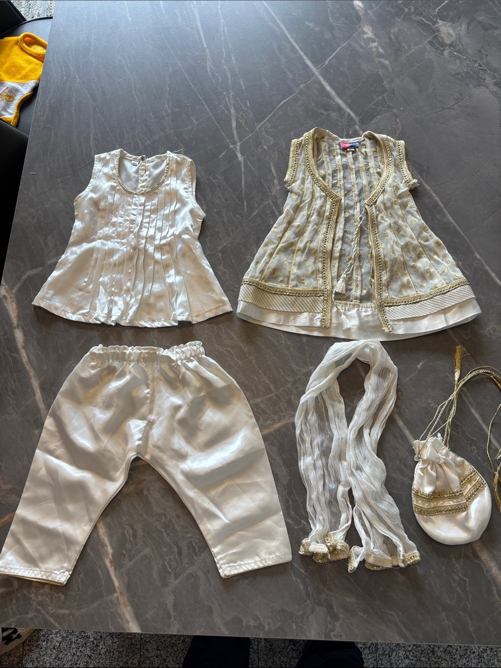 Girls White and Gold Traditional Festival Set